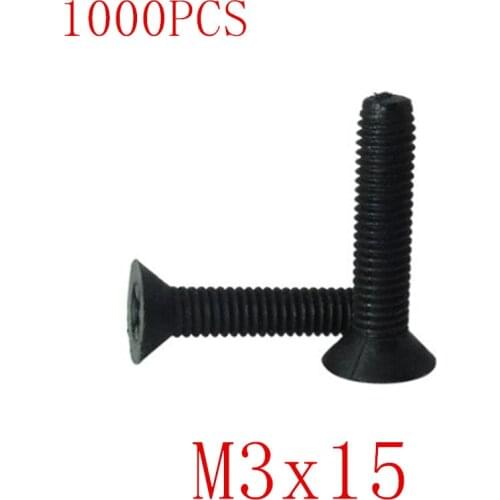 1000pcs wholesale M3*15 m3x15 black cross flat plastic screw Nylon insulated screw countersunk head cross bolt screw