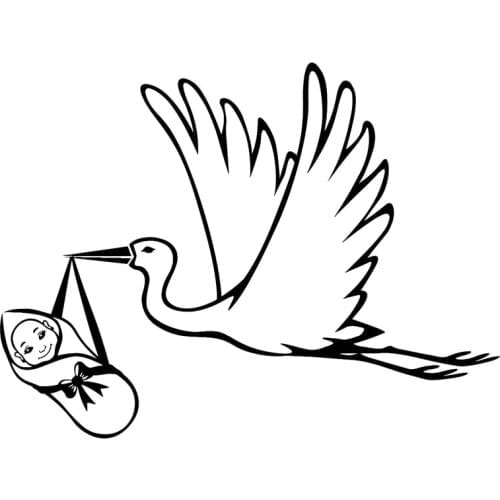 17.1cm*12.9cm Stork Baby Birth Fashion Car Sticker Vinyl Decal Black/Silver S3-6085