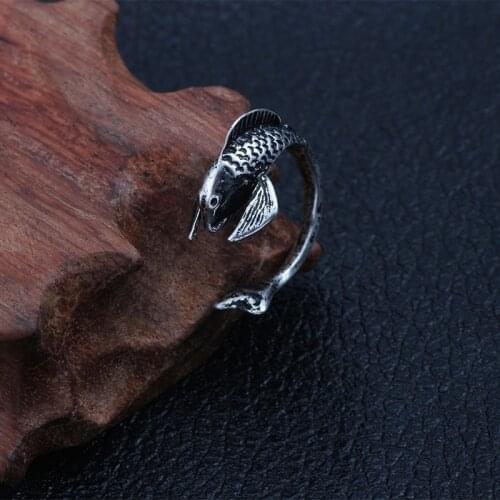 2020 Mens New Retro Carp Adjustable Punk Alloy Ring Ladies Birthday Jewelry Gift Wholesale