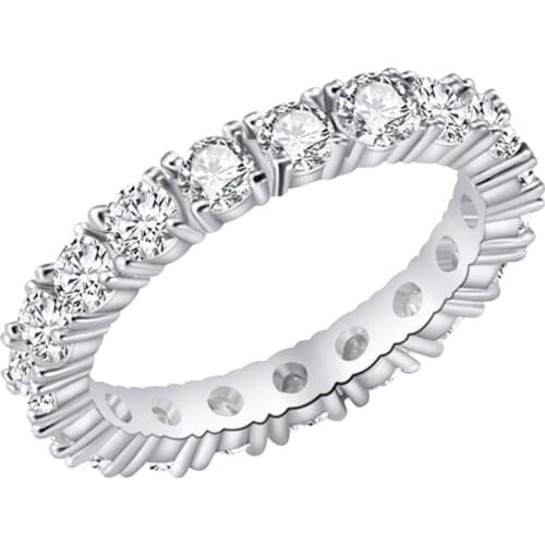 2018 Brand Jewelry White Color Inlay Cubic Zirconia Unique Shaped Ring For Women Wedding Engagement Size