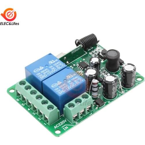 220V 433Mhz 315Mhz 2 Channel Remote Control Switch Receiver Wireless Relay Switch Smart Home Heterodyne Receiver DC12V 10A