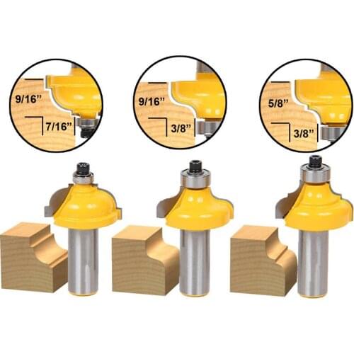 3pcs/set Bit Edge Molding Router Bit Set - Medium - Cove & Ogee- 1/2" Shank