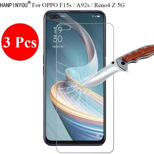 3 Pcs/Lot 9H 2.5D Tempered Glass Screen Protector For OPPO A92s / F15s / Reno4 Z 5G 6.57" Protective Film + Clean Tools
