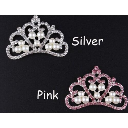 30pcs/lot) High Grade Clear Bling Pearl Crown Rhinestone Button Flatback Crystal Button For Baby Girl Headbands/Hair Clips