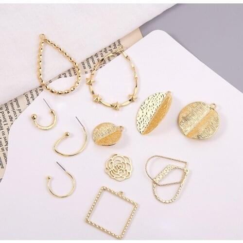 6pcs korean Vintage Geometric Statement Stud earrings Flower Love Water Drop Oval trendy earrings for women Diy Jewelry Making