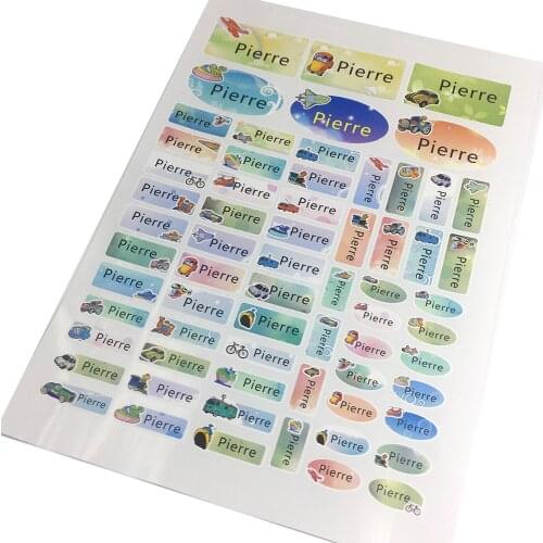 65Pcs Transportation Decals Name Tag Stickers Personalized Printing Label Children Camp Daycare School Stationery Custom Sticker