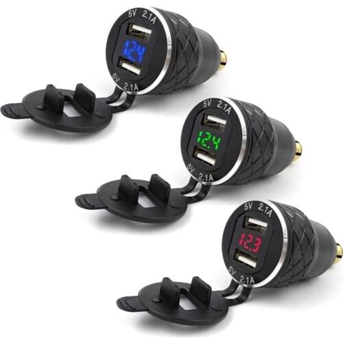 4.2A 12V-24V Motorcycle Dual USB Adapter Quick Charge DIN USB Power Adapter DIN Socket For Triumph tiger 800 xc BMW R1200 GS