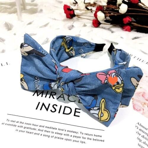 Disney cartoon hair accessories hair hoop fabric cowboy Minnie headband ladies double large bow hair ring cute cartoon doll toys