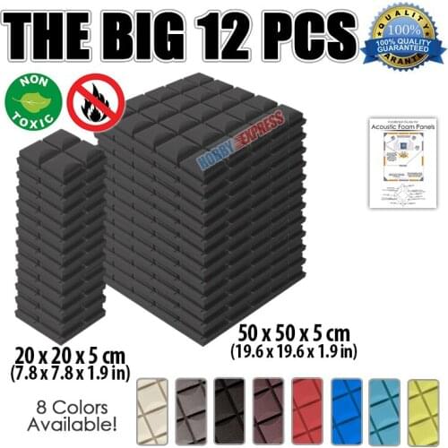 Arrowzoom Hemisphere Grid Acoustic Panel Sound Absorption Studio Soundproof Foam 12 pcs 19.6*19.6*1.9" / 7.8*7.8*1.9" KK1040