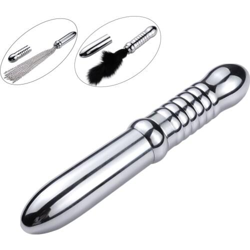 Anal Sex Toys Metal Anal Plug 3-in-1 Spanking Whip Flirting Feather Butt Plug Bdsm Bondage Toys Adult Game for Couples Men Women