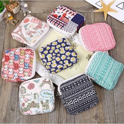 Free shiopping Sanitary Napkin Bag Purse Holder Organizer Storage Bags with Zipper Travel Napkins Towel Pouch Pad Holder