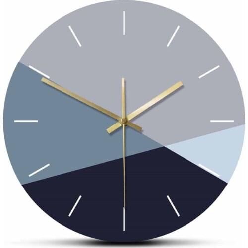 Simple Minimalism Blue and Grey Color Large Wall Clock Cold Tone Color Tinge Modern Fashion Home Decoration Wall Hanging Watch