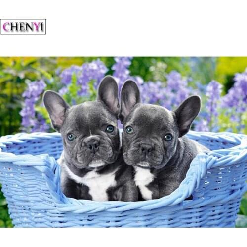 CHENYI Diamond Embroidery French Bulldog Mosaic Rhinestones Diy 5D Diamond Painting Cross Stitch Kit Full Square Home Decor Gift