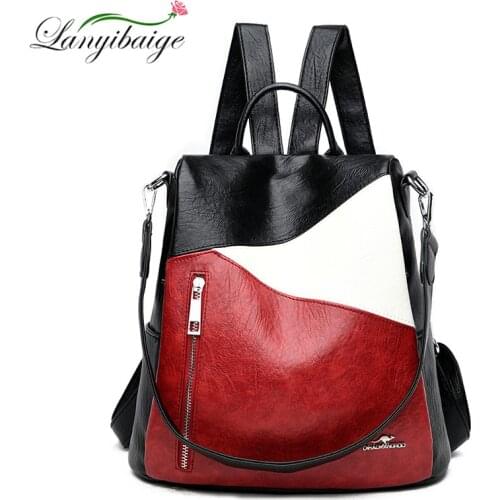 Ladies Spring 2021 Casual Ladies Large Capacity Fashion Backpack Designer Handbag High Quality PU Leather School Bag