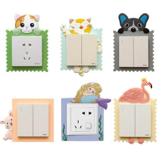 Cartoon Creative Silicone Socket Protective Cover Wall Sticker Luminous Stereo Home Type 86 Switch Decorative Sticker