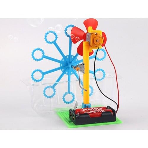 DIY Handmade Hand Cranked Bubble Machine Children Science Experiment Toys Bubble Toys