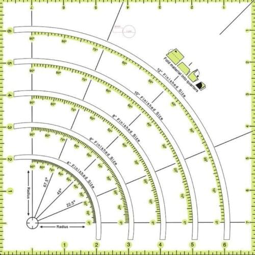 Arcs & Fans Quilt Circle Cutter Ruler,Multifunctional Arc Cutting Patchwork Rule