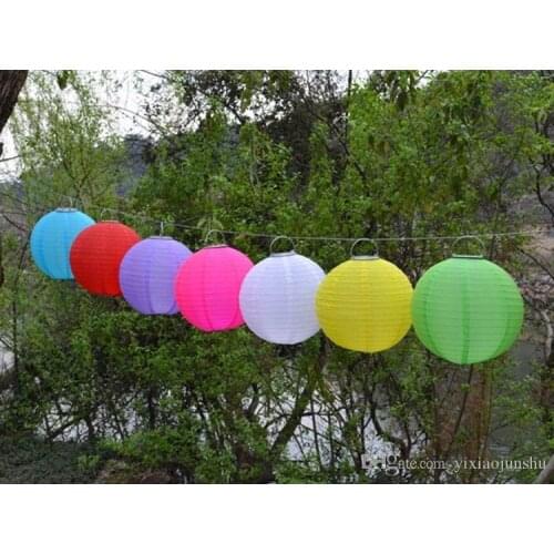 25CM10inchChinese lanterns Style LED Solar Lamps Paper Lantern Garden Courtyard Ball Light for Christmas Wedding Party Decor