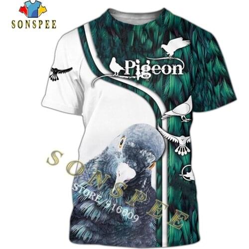Summer Casual Hunting Tees Men T Shirts Fashion Streetwear Clothing Animal Pigeon Bird 3D Print Funny T-shirt Women Short Sleeve