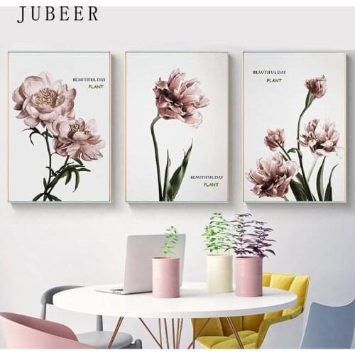 JUBEER Modern Poster and Prints Nordic Style Flower Plant Wall Art Canvas Painting Decorative Picture for Living Room Home Decor