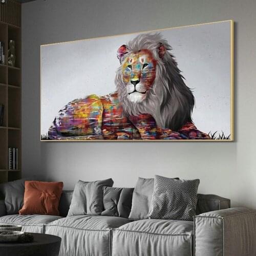 Wild Lion Graffiti Art Posters and Prints on Canvas Painting Cuadros Animal Street Wall Art Picture for Living Room Home Decor