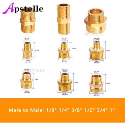 1/8" 1/4" 3/8" 1/2" 3/4" 1" Male Thread Brass Pipe Equal Reducing Nipple Fittings Brass Quick Adapters Connectors