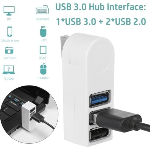 Mini Rotatable 3 Ports USB 2.0/3.0 Hub High Speed Data Transfer Splitter Box Adapter For Laptop MacBook Pro Computer Accessories