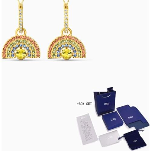 Fashion High Quality SWA Earrings New SPARKLING DANCE Rainbow Earrings Colorful Crystal Ladies Jewelry Gifts Free Shipping