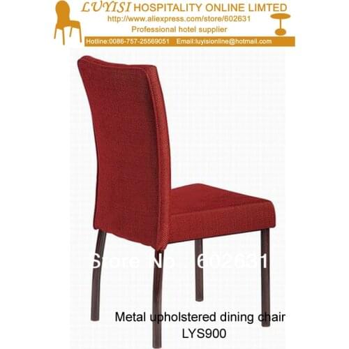 Upholstered Aluminum dining chair LUYISI900,stackable,high density foam,5pcs/carton,safe package