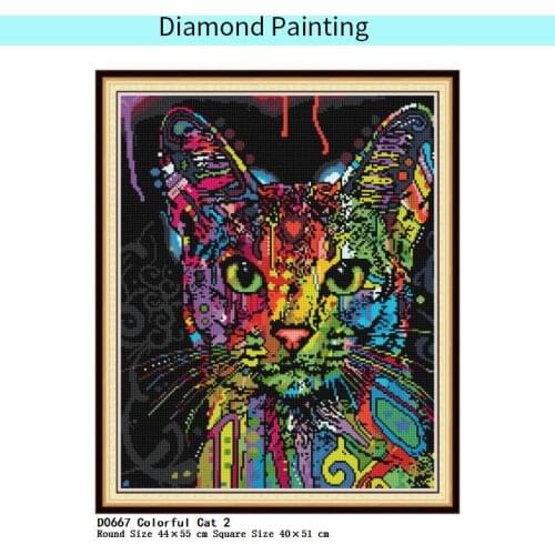 Diamond Embroidery Kit Tools Colorful Cat Full Drill Square Round Diamond Painting 5D DIY Home Decoration Art Set Special Shaped
