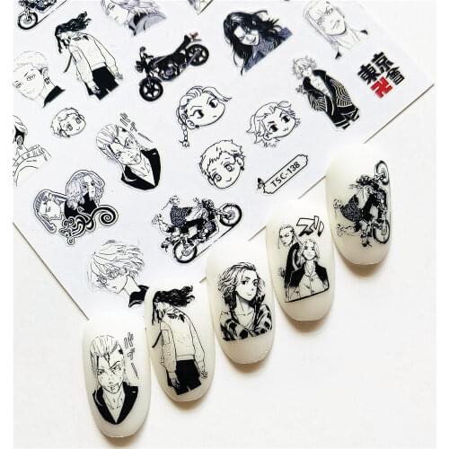 Newest TSC series TSC-128-130 Cartoon character 3d nail art stickers decal template diy nail tool decoration
