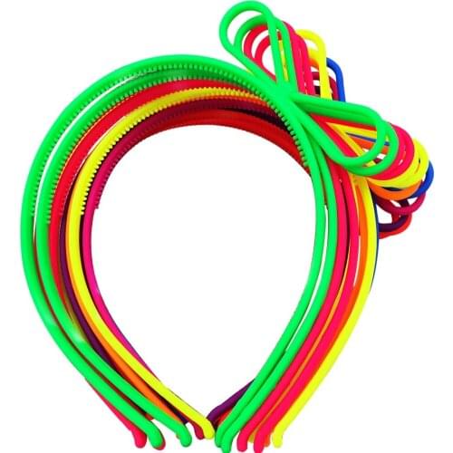 XIMA 12pcs Plastic Bows Girls Headbands Hairband For Children School Head Band ABS Material Bright Colors Mix GHB017