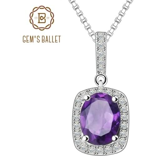 GEMS BALLET Natural Amethyst 925 Sterling Silver Necklace Pendant For Women Fine Jewelry Wedding Engagement Fashion Accessories