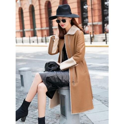 Coat Winter Women Double Faced Real Fur Coat Female Real Leather Jacket Women Clothes 2020 Luxury Wool Fur Coats MY4402 s