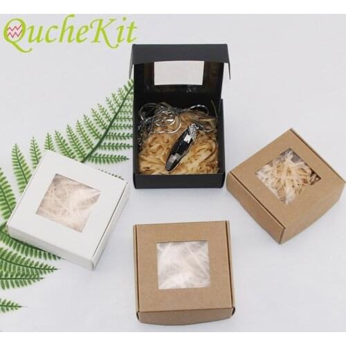 10pcs Kraft Paper Jewelry Gift box Transparent PVC Window Soap Box Candy Chocolate Box Birthday Wedding Baby Shower Gift Pa