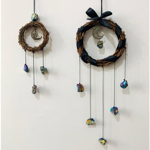 Witch pendant natural crystal decoration moon pentagram irregular quartz door window pendant raw crystal Wicca accessories gift