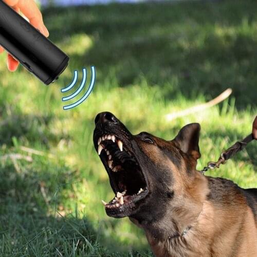 Handheld Ultrasonic Dog Repellent Chaser LED Flashlight Safe Effective Anti Barking Pet Training Device