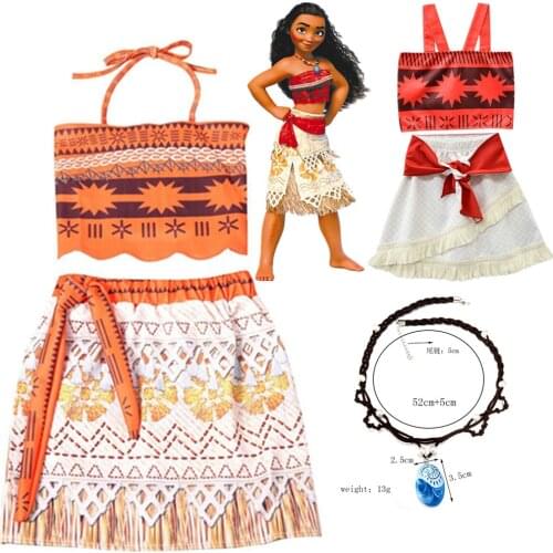 Baby Kids Princess Party Dress Moana Cosplay Costume Vaiana dress Costume with wig for Halloween Costumes for Kids Girls Gifts