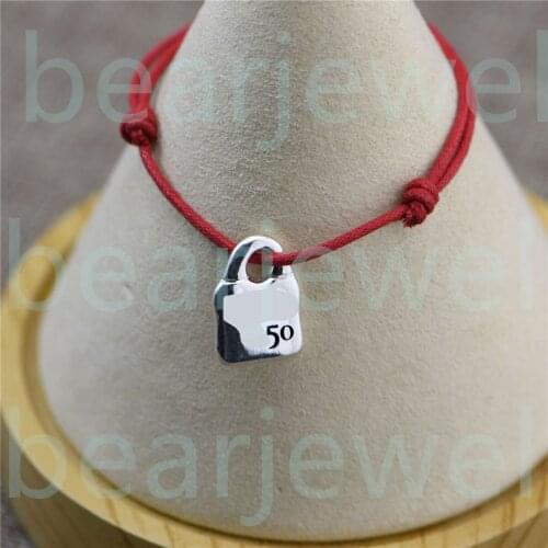 Spanish Style Adjustable Woven Red Rope Silver Color Lock Charm Bracelets Jewelry