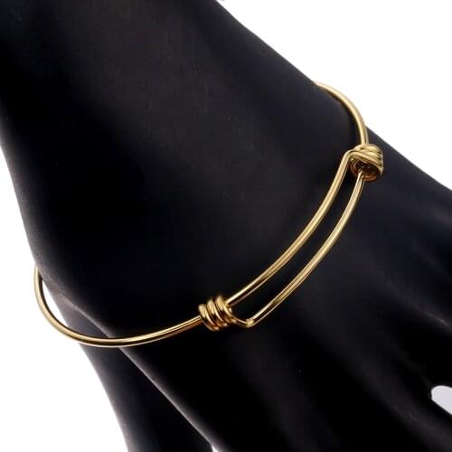 5pcs/lot Gold Stainless Steel DIY Charm Adjustable Bangle 65mm Jewelry Finding Expandable Wire Bangles Bracelet Wholesale Crafts