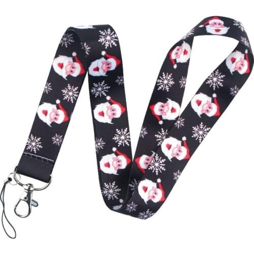 Christmas Santa Claus Cute Lanyard For Keys USB Gym ID Card Badge Holder Neck Strap Mobile Phone Hang Rope Keychain Webbing
