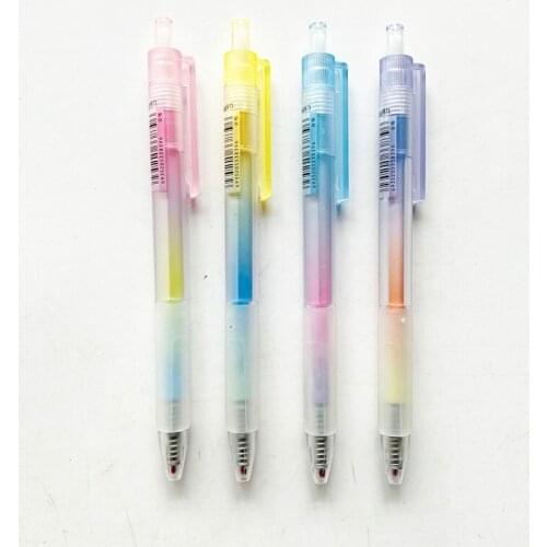 2PCS/Lot Cute Gradient Color Pastel Mood Press Gel Pen Rollerball Pen School Office Supply Student Stationery 0.5mm Black Ink