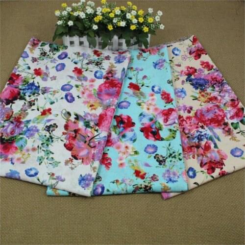 Lilac Flowers Print Soft Linen Cotton Fabric for Patchwork Quilt CurtainTextile Tissu Cloth Doll Cloth Fabrics Meter 50x140cm