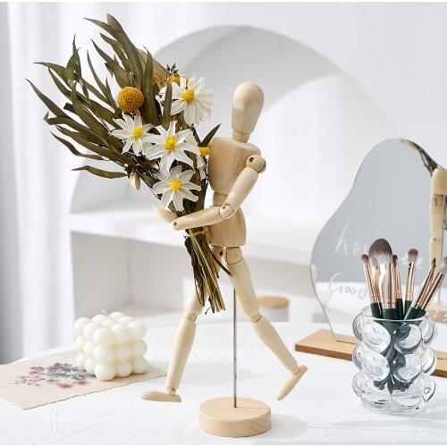 Nordic Home Decoration Accessories Modern Abstract Creative Joint Doll Wooden Ornaments Modern Art Miniatures Wood Decoration