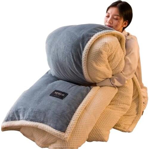 Thick Warm Lamb cashmere quilt Winter Adults single double Quilt cover with core twin/king/queen size bedding comforter blankets