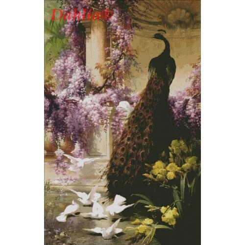 Peacock Noble oil painting Needlework Arts Crafts Embroidery for DIY Cross Stitch Kits 14CT Unprinted Home Decor Handmade