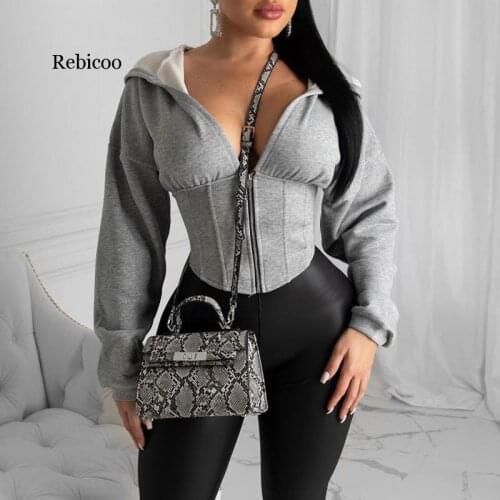 Women Spring Autumn Long Sleeve Zip Hoodies Casual Solid Sweatshirt Sexy Slim Corset Sport Workout Gym Jacket