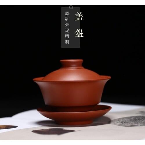Zisha Sancai Wan wholesale factory custom made Zisha covered bowl tea pot pure hand made tea set one agent for delivery