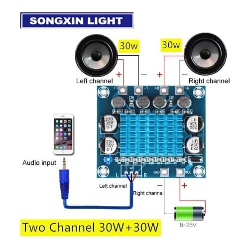 1PCS Official TPA3110 XH-A232 30W+30W 2.0 Channel Digital Stereo Audio Power Amplifier Board DC 8-26V 3A C6-001