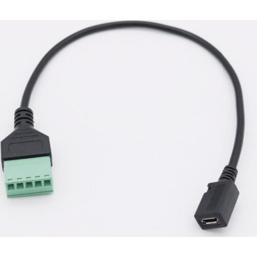 10pcs Micro USB 5 Pin 2.0 Female to 5 Pin Screw Connector with Shield Solderless Terminal Plug Adapter Cable Cord 30cm/1ft